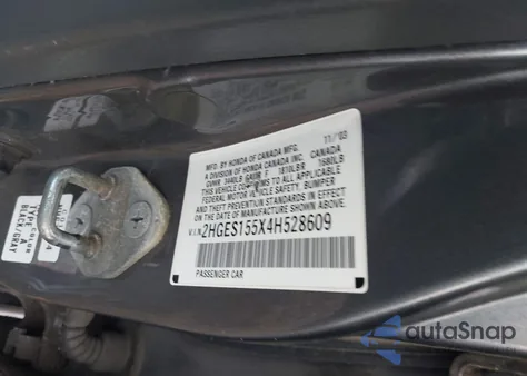 2004 Honda Civic Lx из США, поврежденный, VIN 2HGES155X4H528609